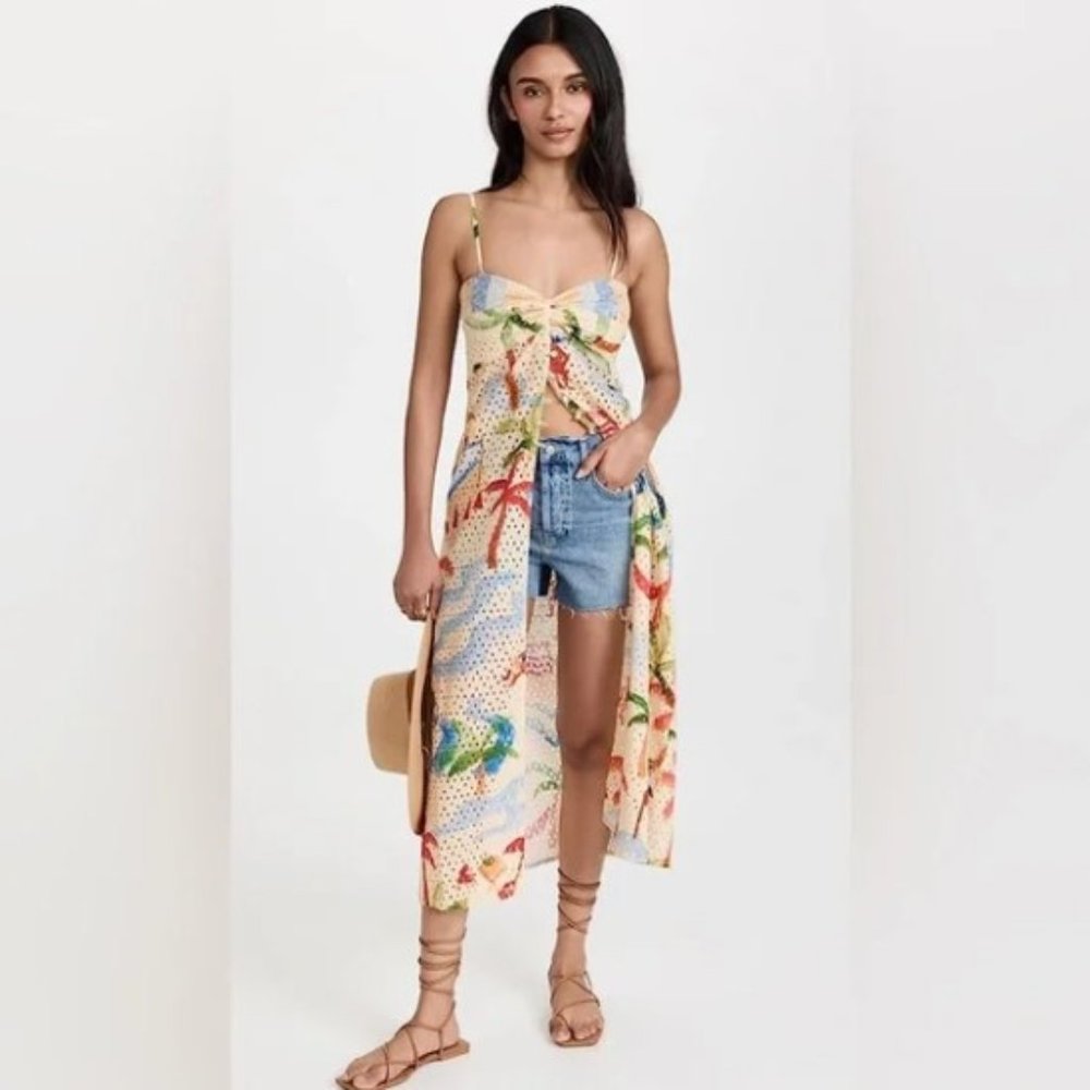 NEW Anthropologie | Farm Rio Copacabana Cover Up Dress Tropical Eyelet Maxi - Picture 2 of 7
